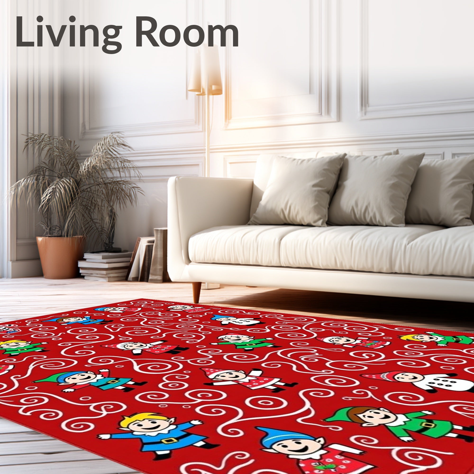 Merry Elves with Candy Cane Swirls Rug