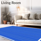 Bright Blue Vertical Stripe Rug