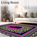 Vibrant Black Cat Medallion Rug