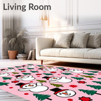 Charming Snowman Christmas Tree Garland Rug