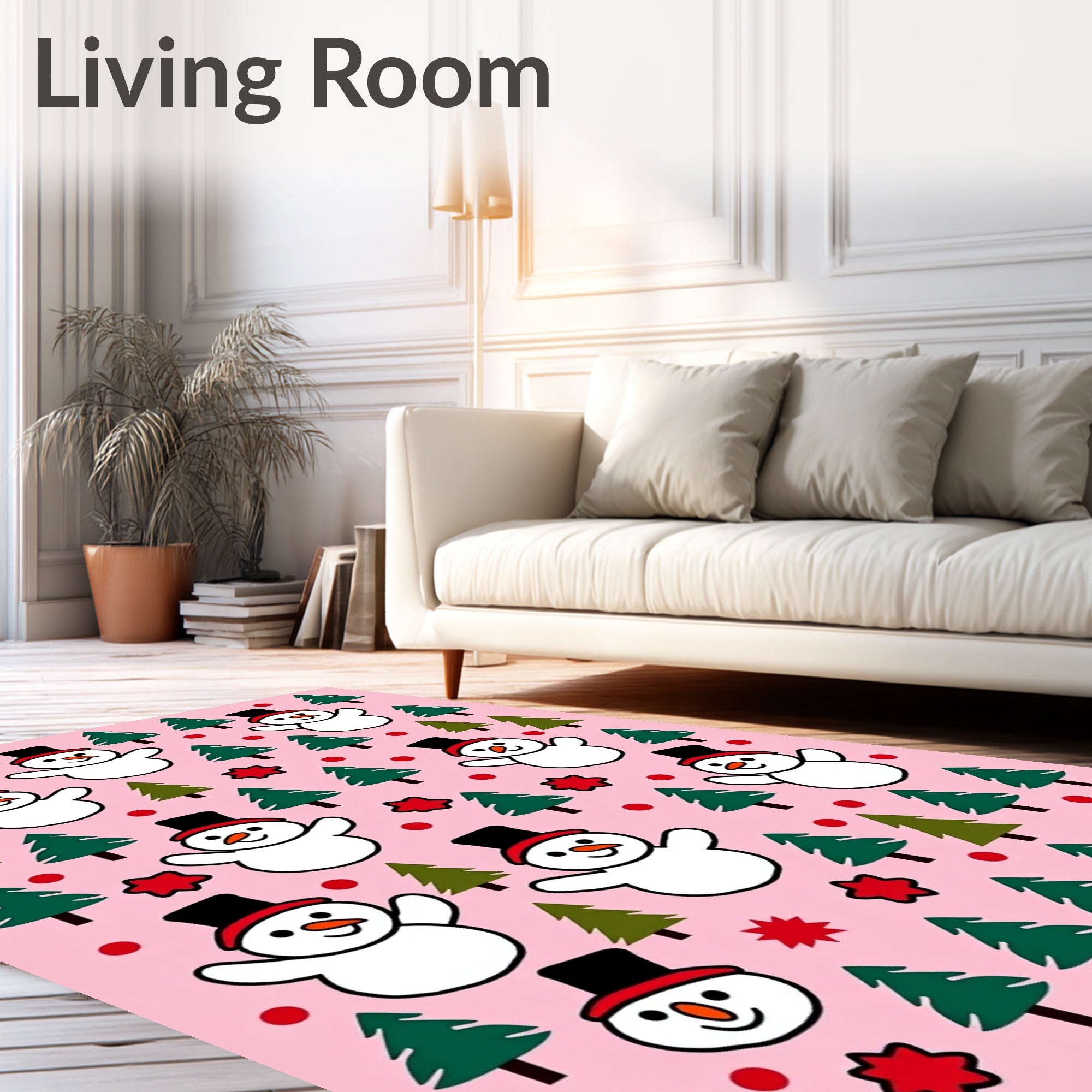 Charming Snowman Christmas Tree Garland Rug