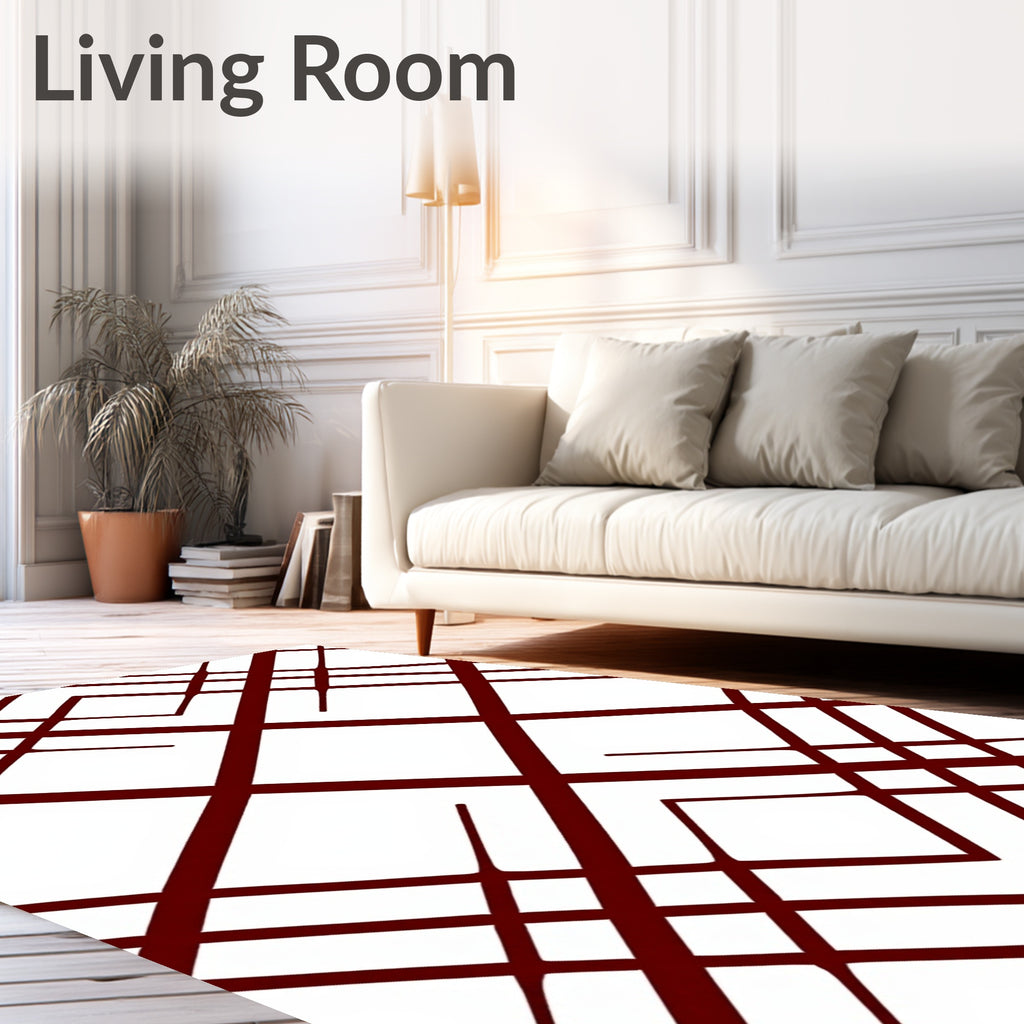 Crimson Geometric Intersecting Lines Rug
