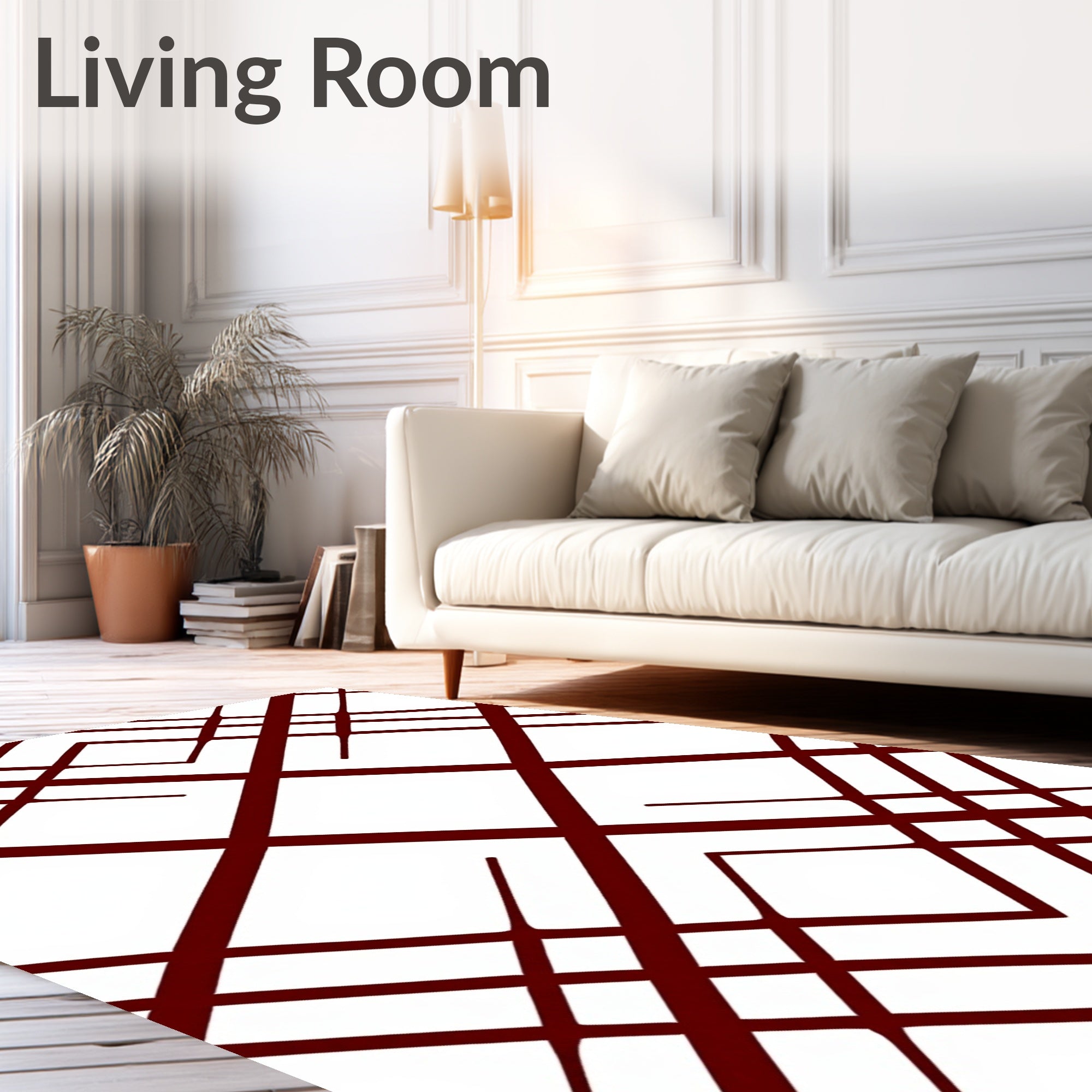 Crimson Geometric Intersecting Lines Rug