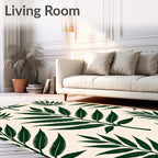 Dark Green Fern Leaf Repeat Accent Rug