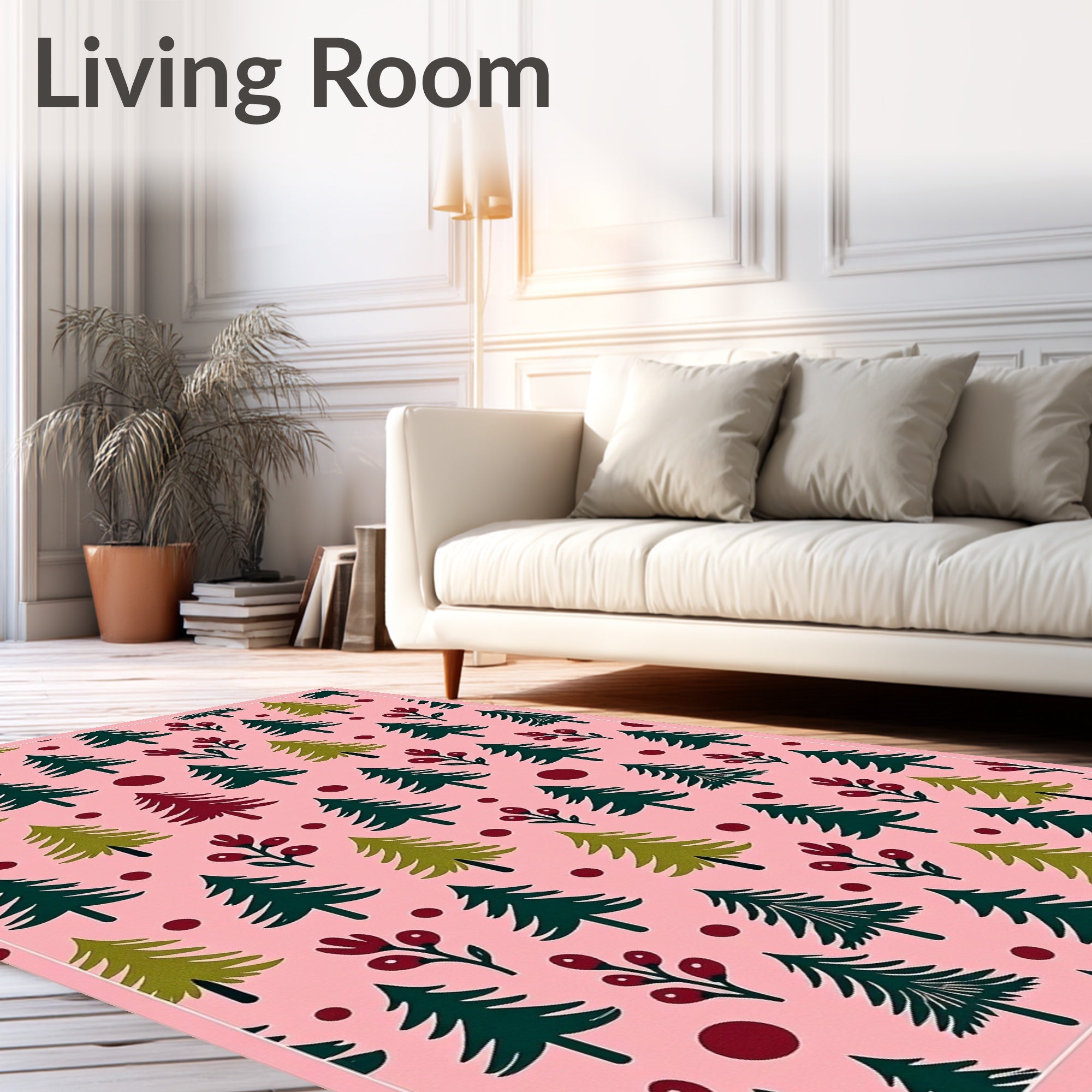 Pink Forest Trees Whimsical Berries Rug