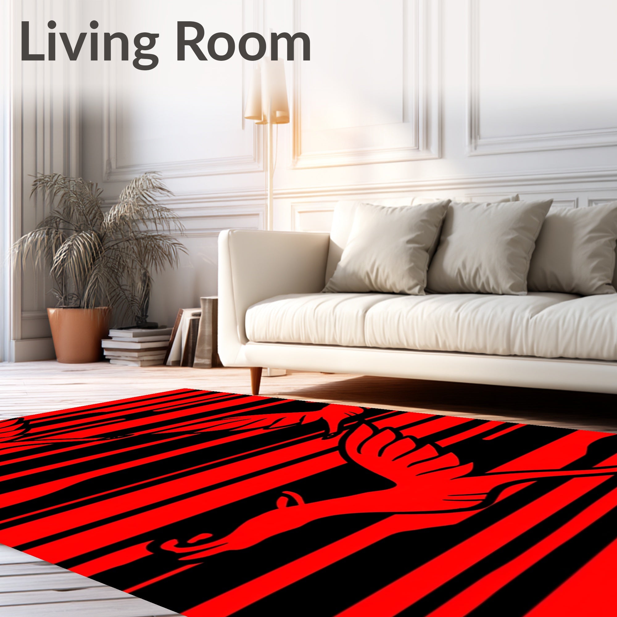 Crimson Bird Swoop Stripe Rug