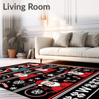 Festive Santa Claus Candy Cane Snowflakes Rug
