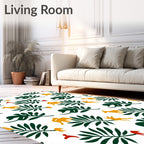 Whimsical Yellow Fauna Green Leafy Rug