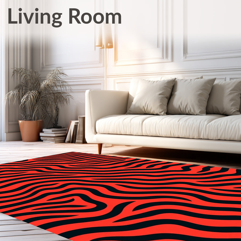 Bold Red Black Zebra Stripes Rug
