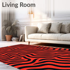 Bold Red Black Zebra Stripes Rug