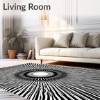 Modern Black Sunburst Ray Rug