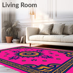 Vibrant Fuchsia Medallion Abstract Rug