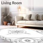 Classic Black White Floral Round Medallion Rug