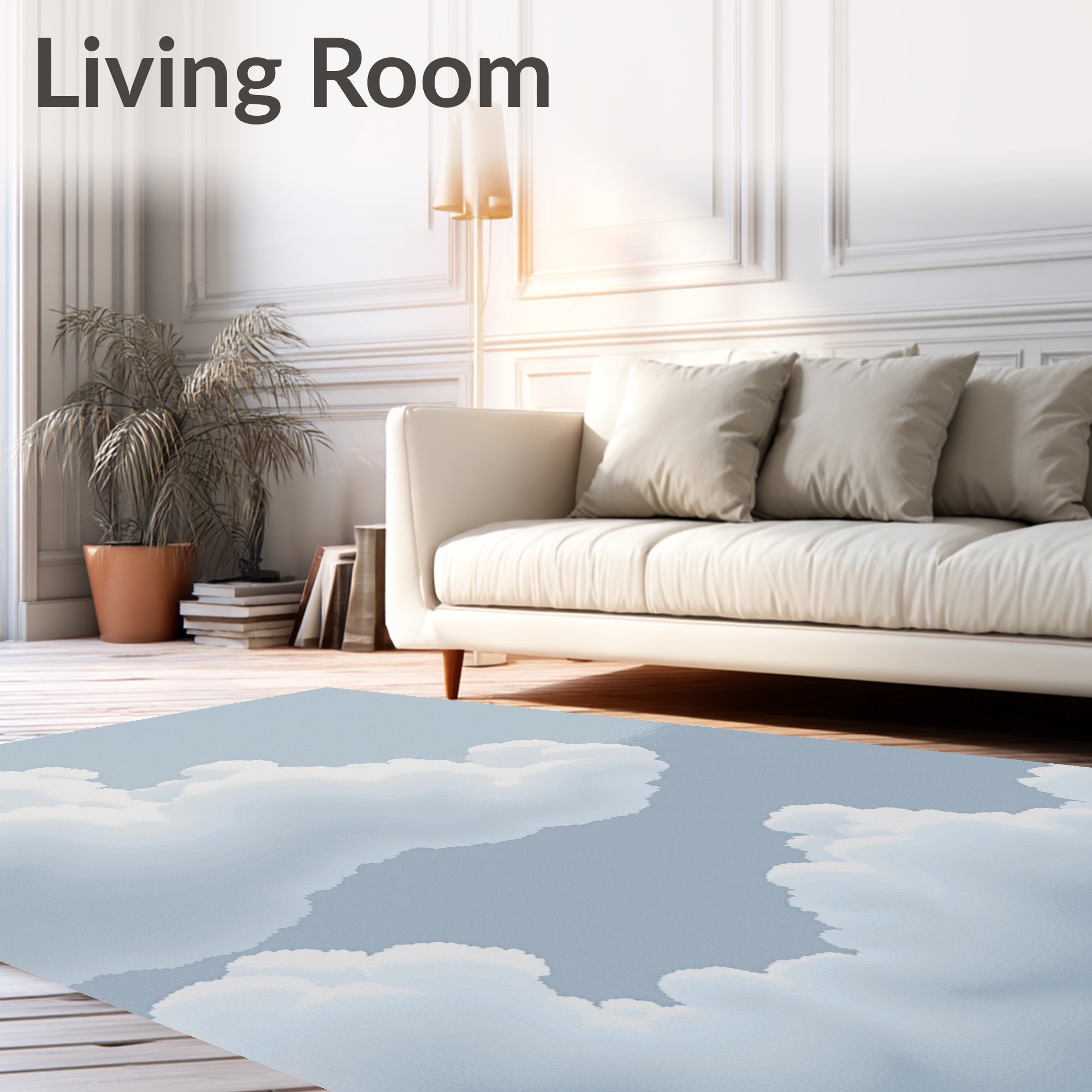 Soft White Cloudscape Sky Rug