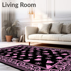 Pink Cup Floral Border Rug