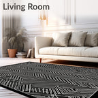 Modern Black White Chevron Line Rug