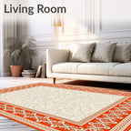 Crimson Ornate Border Swirl Medallion Rug