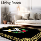 Black Gold Dove Floral Emblem Rug