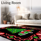 Vintage Christmas Tree Car Scene Rug