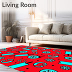 Crimson Aqua Lollipop Snowflake Scatter Rug