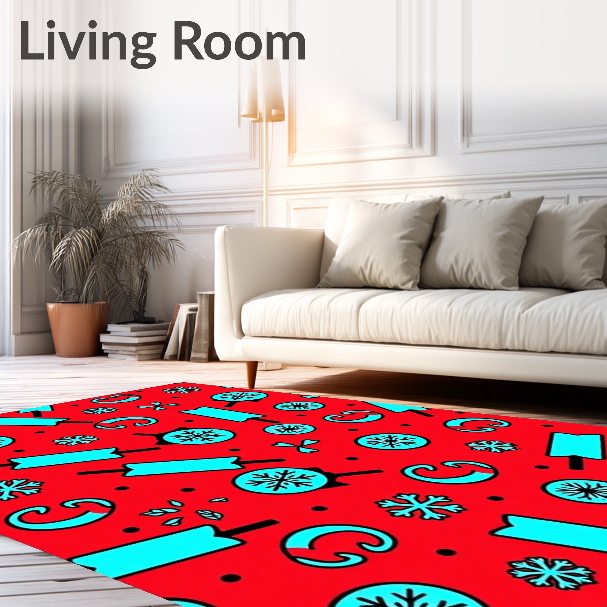 Crimson Aqua Lollipop Snowflake Scatter Rug