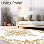 Golden Baroque Grand Medallion Accent Rug