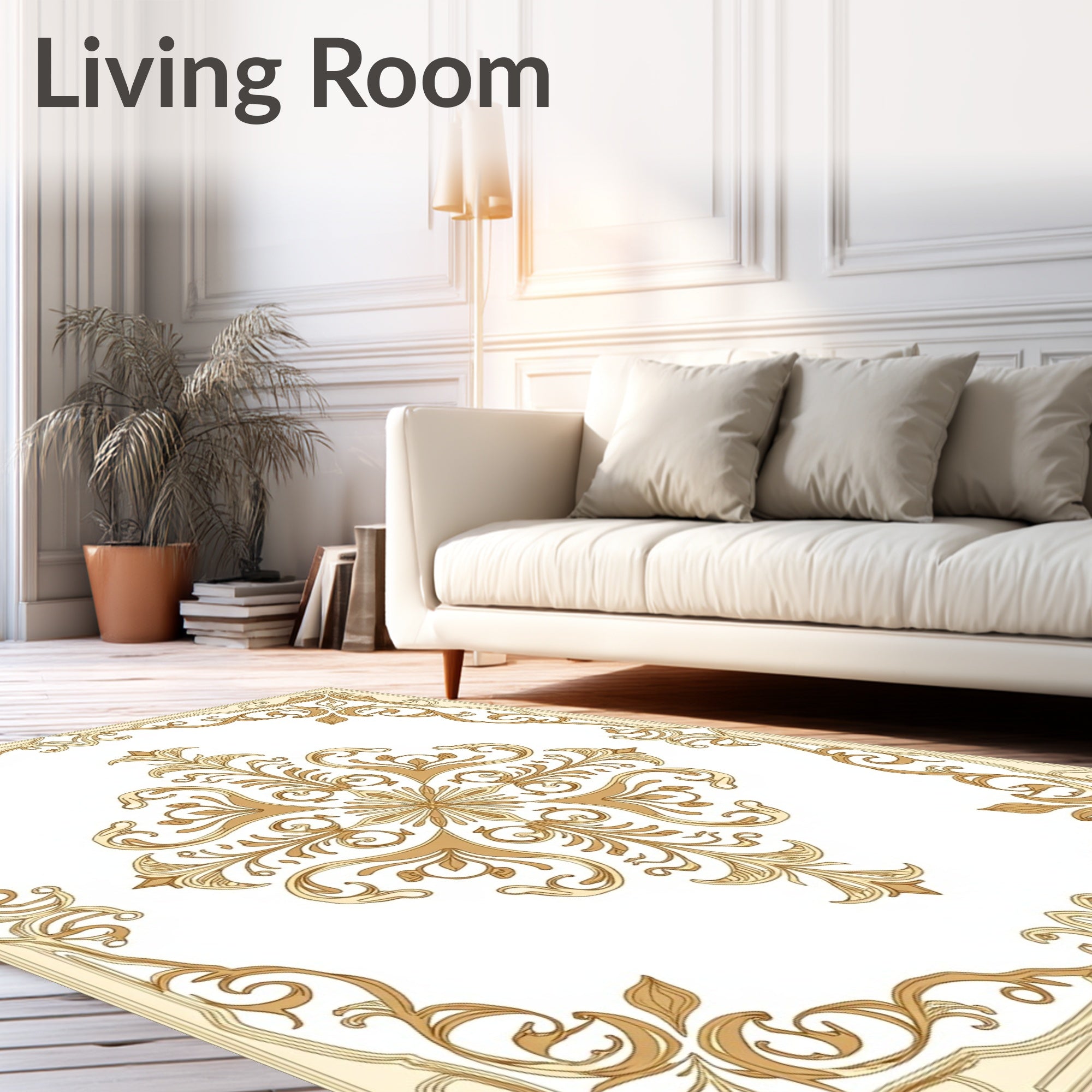 Golden Baroque Grand Medallion Accent Rug