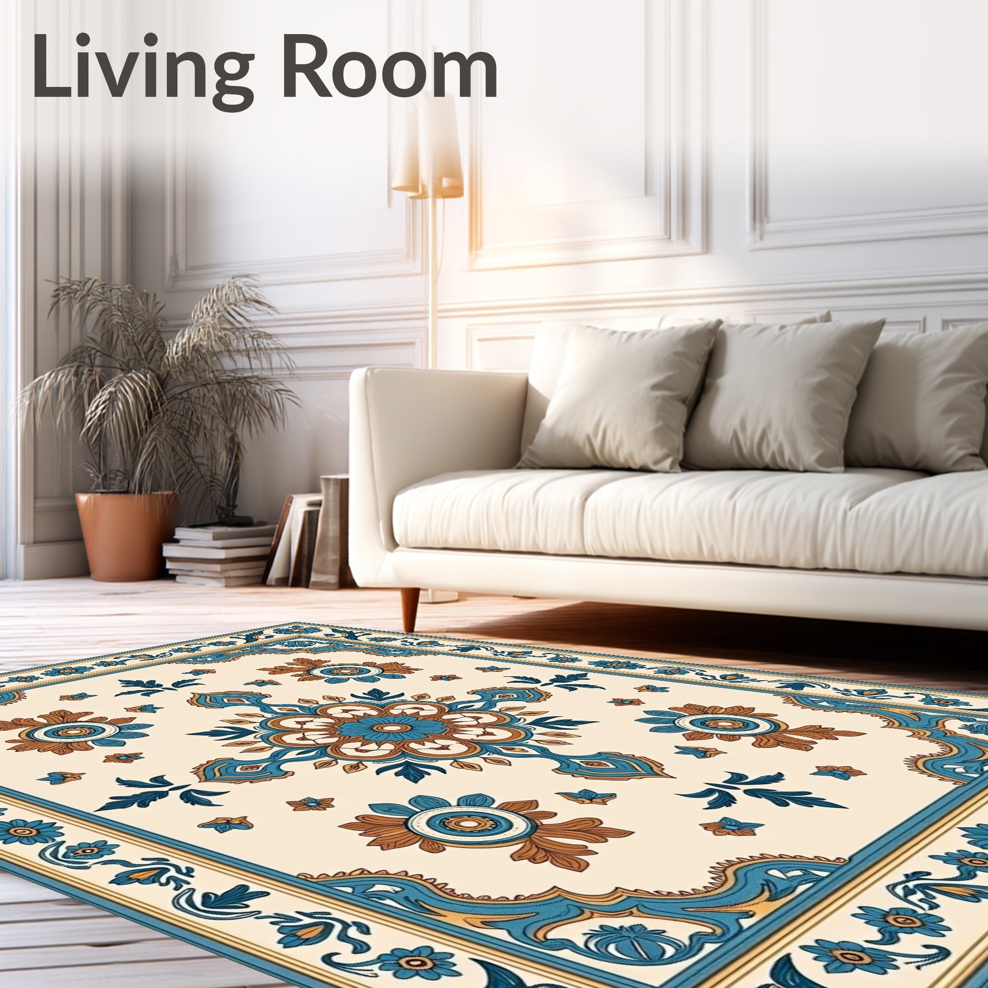 Orchid Blue Brown Floral Medallion Rug