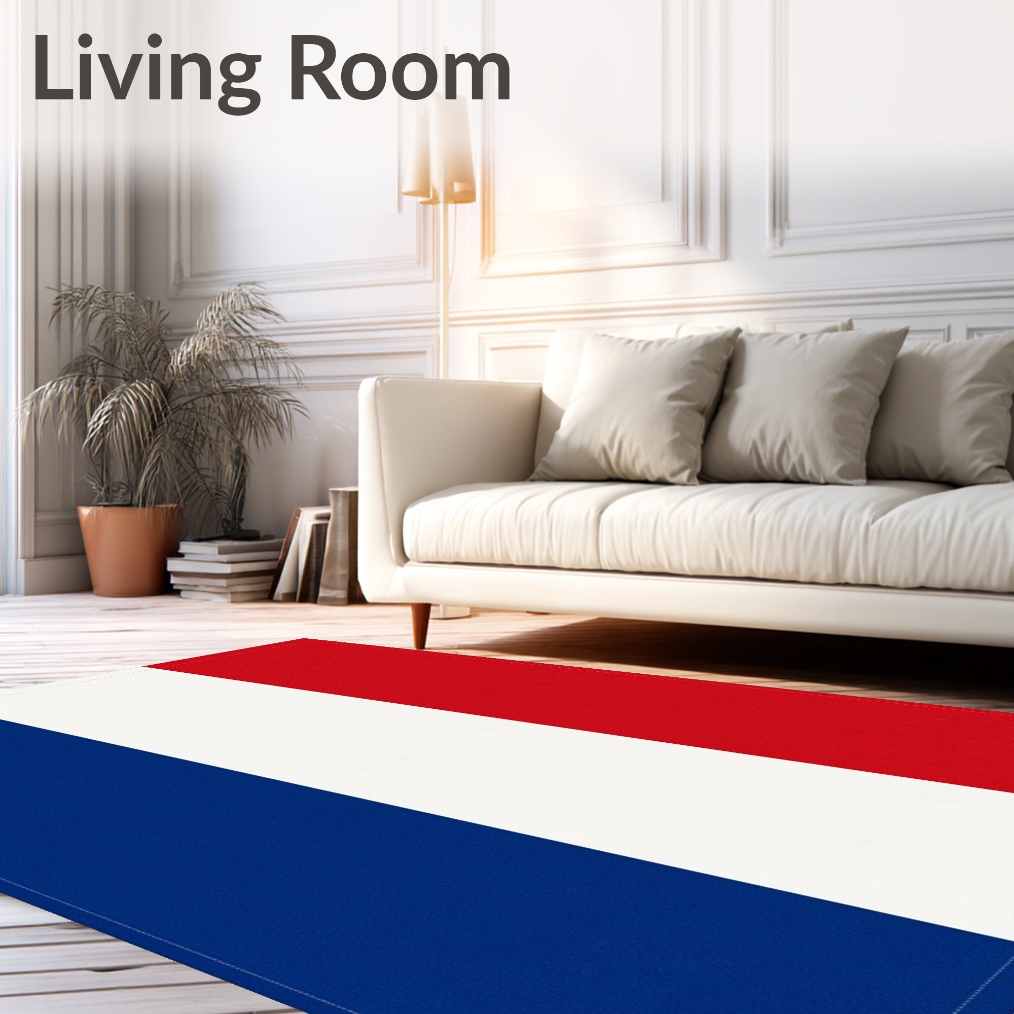 Bold Vertical Tricolor Stripes Rug