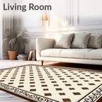 Classic Cream Brown Diamond Lattice Rug