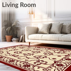 Crimson Floral Vine Cream Elegance Rug