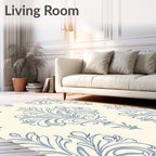 Light Blue Cream Classic Swirl Rug