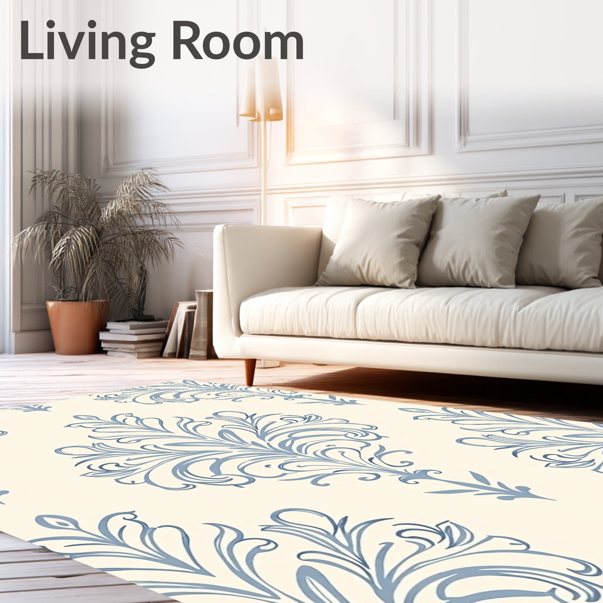 Light Blue Cream Classic Swirl Rug