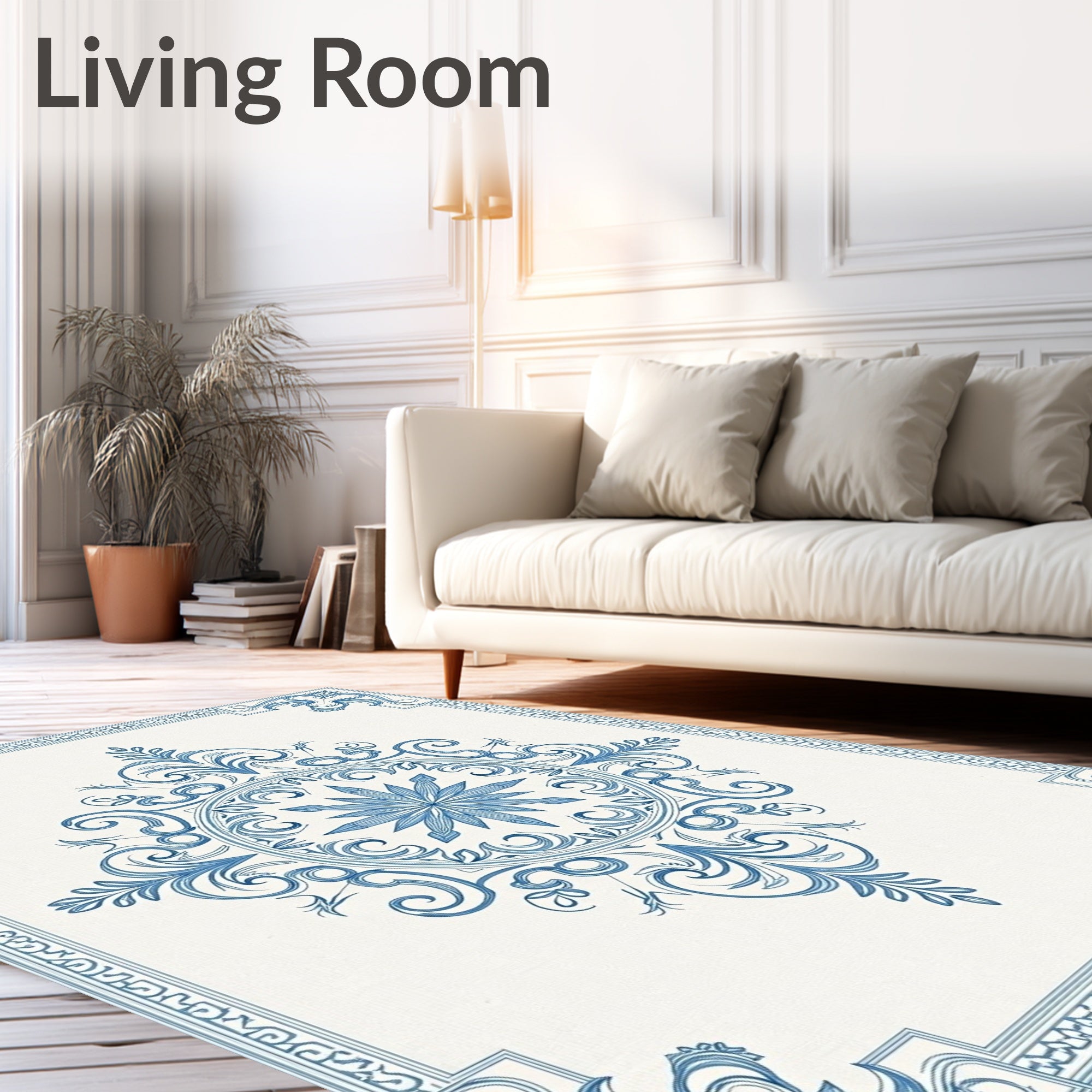Classic Blue Medallion Border Rug