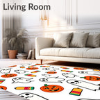 Happy Orange Pumpkin Ghost Candy Rug