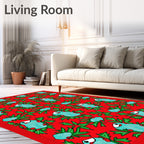 Whimsical Blue Creature Green Holly Rug