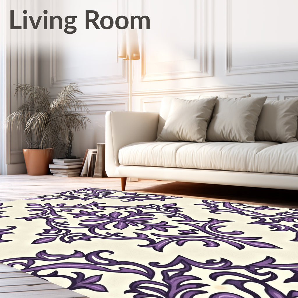 Ornate Purple Floral Medallion Rug