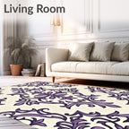 Ornate Purple Floral Medallion Rug