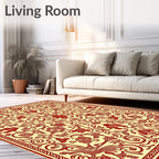 Crimson Floral Vine Mandala Rug