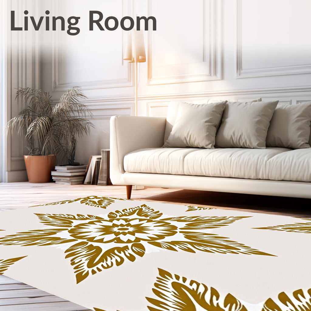 Golden Leaf Starburst Medallion Rug