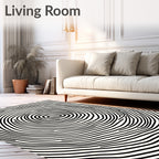 Black White Concentric Circles Rug