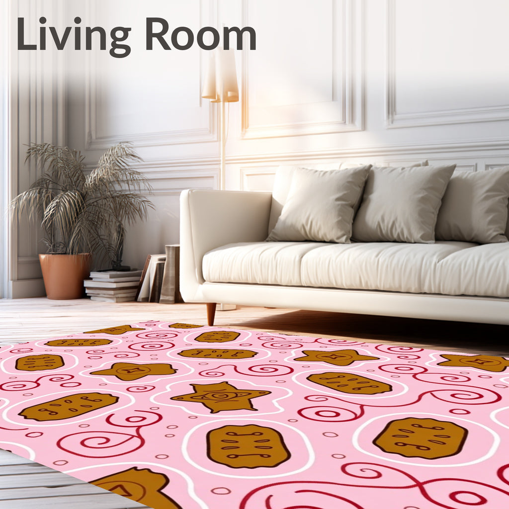 Pink Brown Whimsical Cookie Swirls Rug