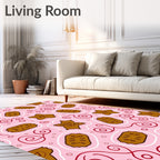Pink Brown Whimsical Cookie Swirls Rug