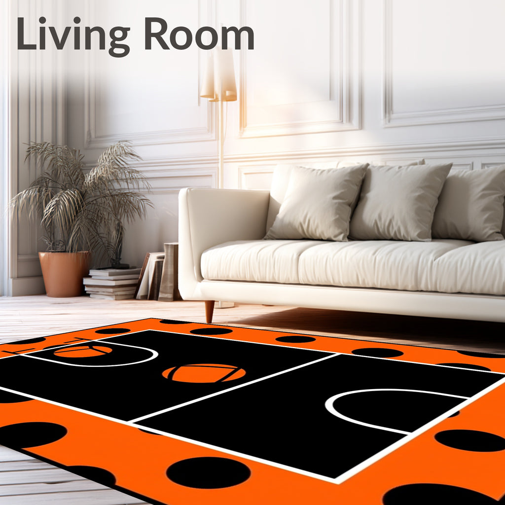 Orange Black Polka Dot Court Rug