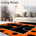 Orange Black Polka Dot Court Rug