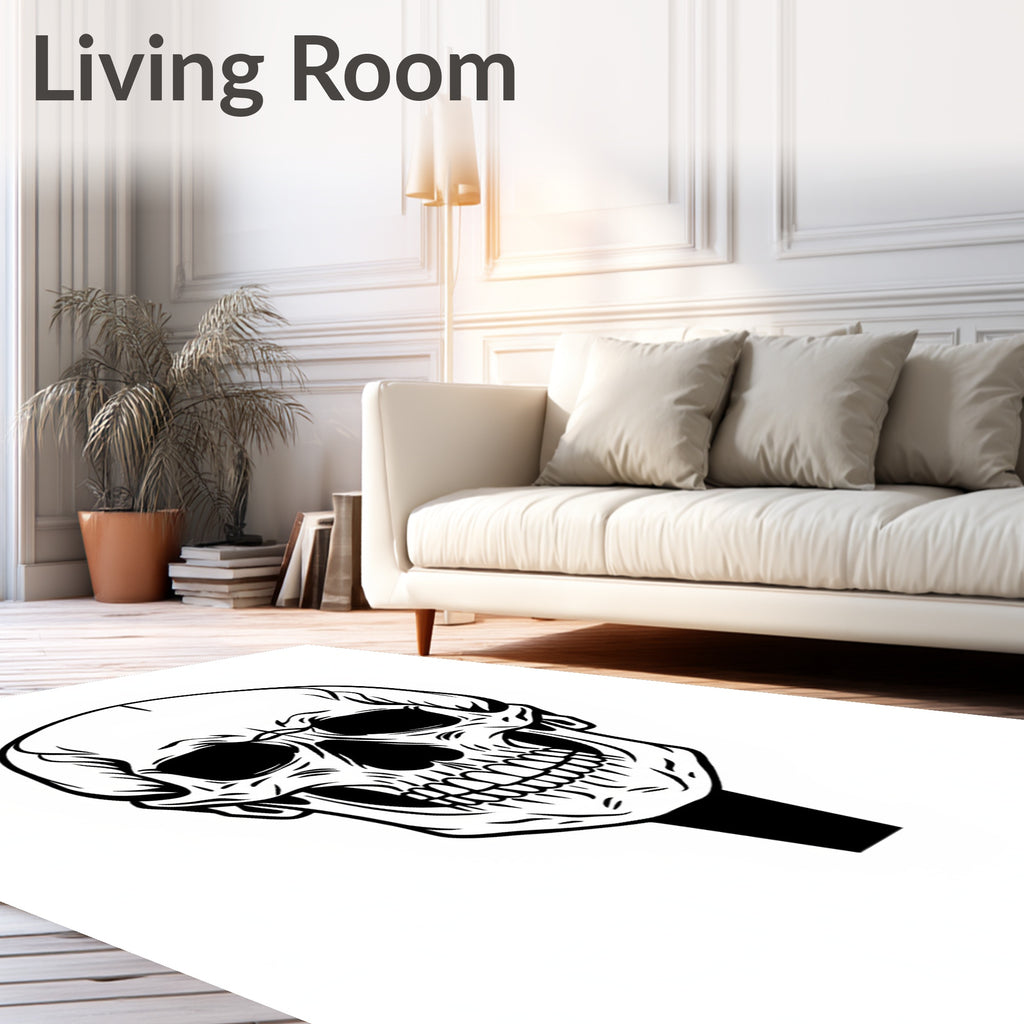 Black White Skull Frontal View Rug