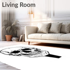 Black White Skull Frontal View Rug