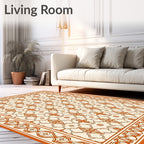 Antique Orange and Cream Floral Rug