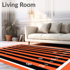 Bold Orange Black Stripe Scoreboard Rug