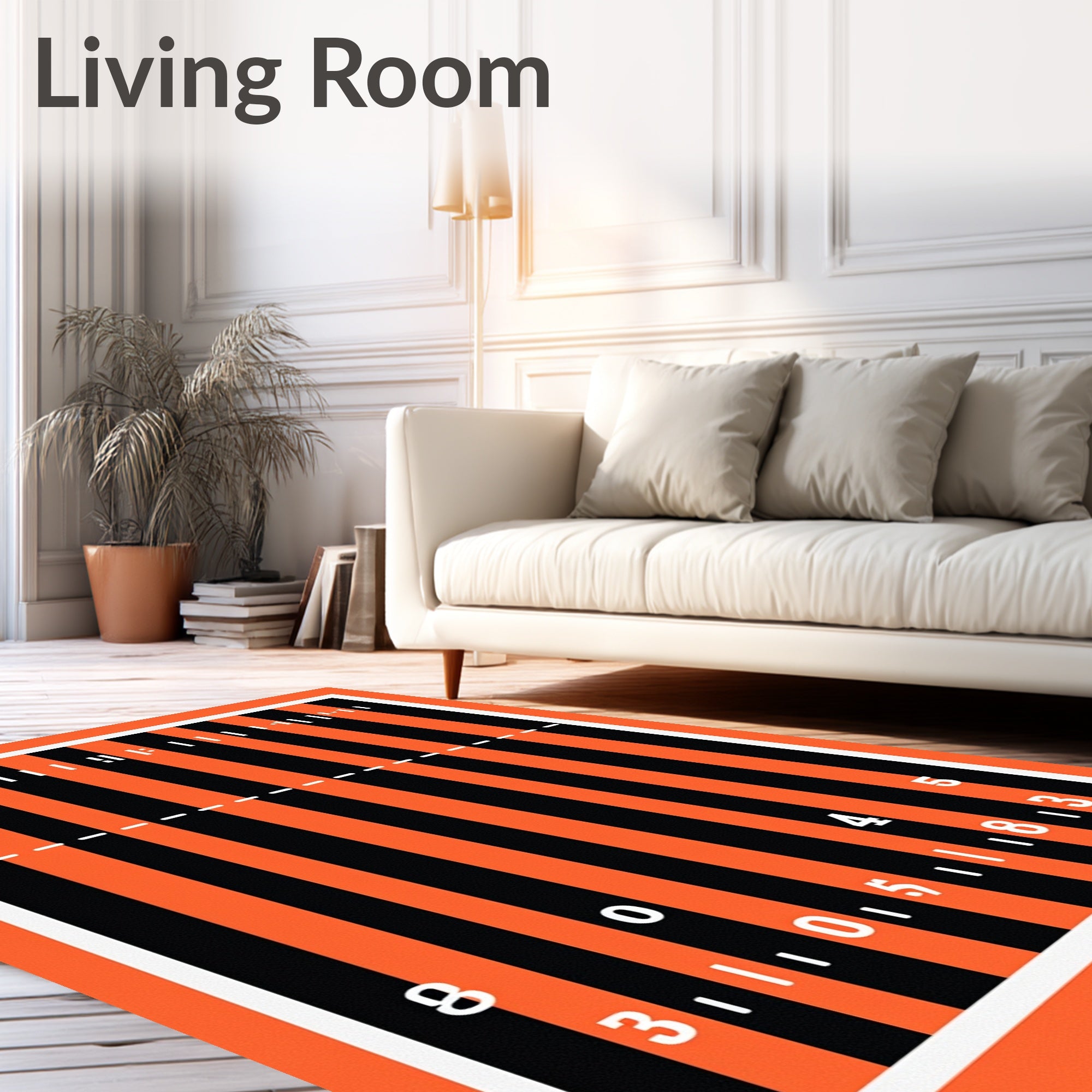 Bold Orange Black Stripe Scoreboard Rug
